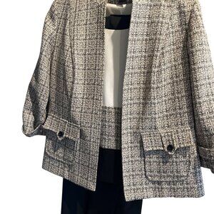 PERCEPTIONS Petite beige cream black 3 pc pant suit WOMEN 4P